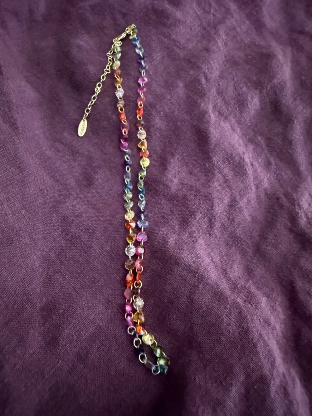 Serefina Anthropologie Rainbow Rhinestone Crystal Necklace Pride Colorful